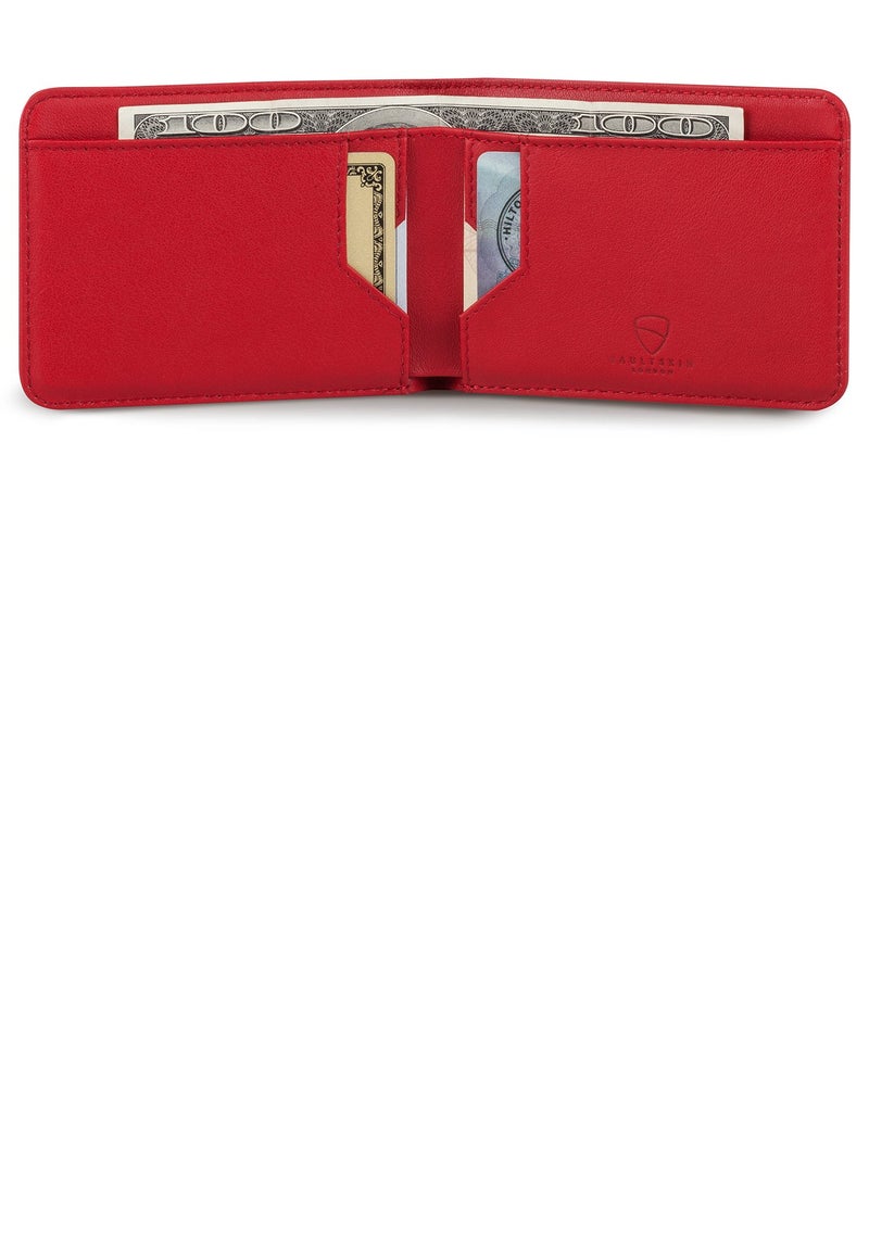 Vaultskin MANHATTAN Slim RFID Blocking Bifold Leather Wallet for Men - Minimalist Front Pocket Card Holder, Holds 9 Cards & Cash, Premium Italian Leather (Carmine Red) - Image 5